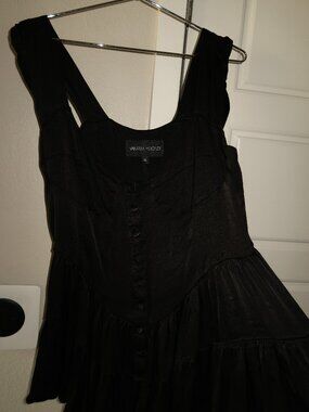 Vanessa Mooney | The Elisabeth Romper Dress - Black Satin